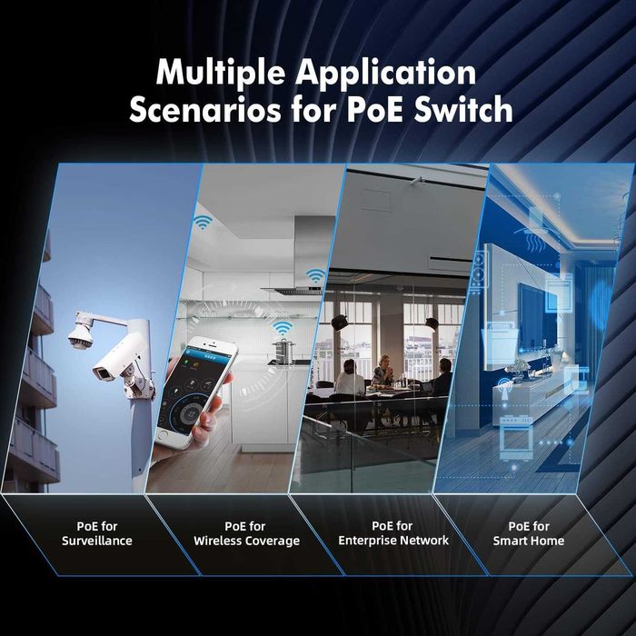 Switch PoE exterior MokerLink 11 port-9 port PoE+,2 Ethernet UpLink