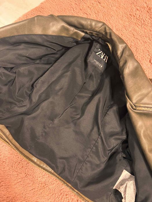 Кожено яке Зара тъмнозелено