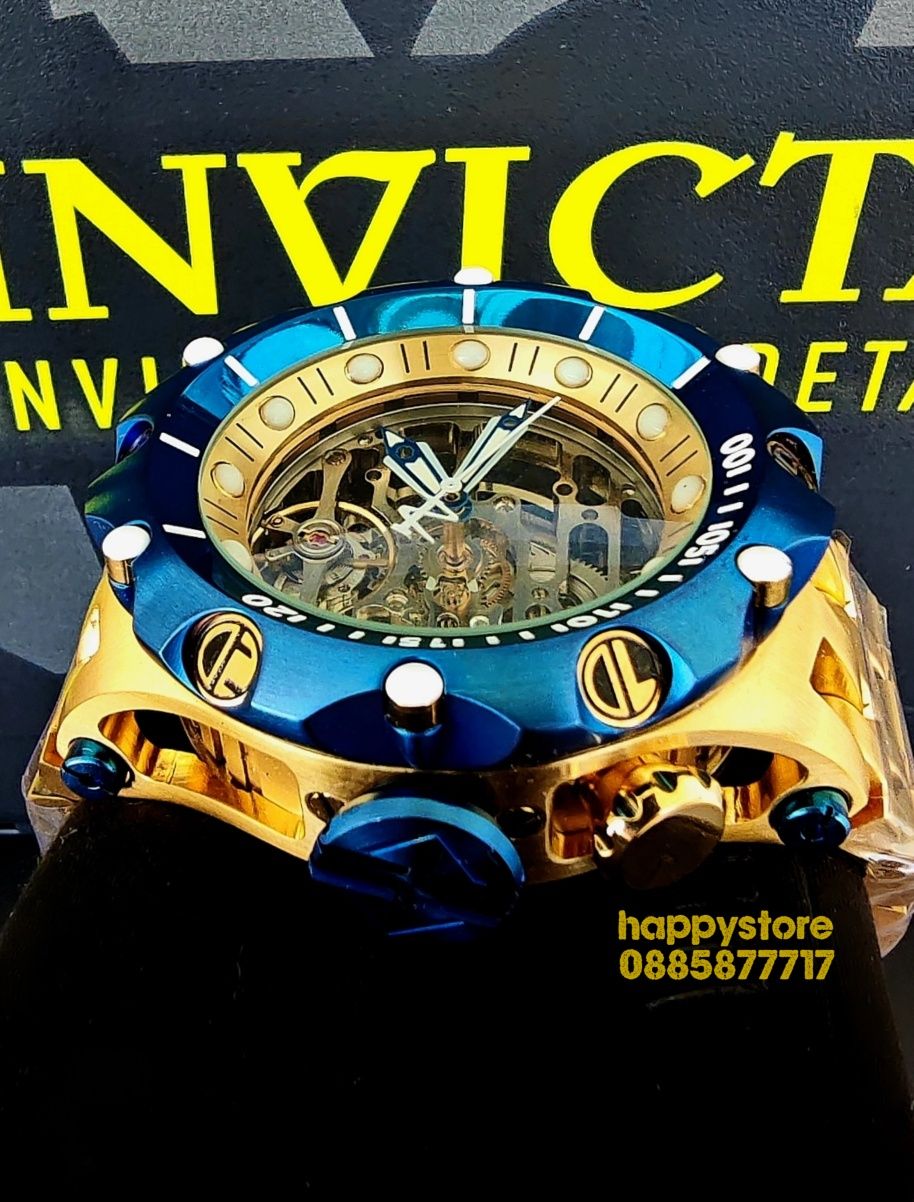 часовник INVICTA Reserve Skeleton automatic Gold 56 mm, Инвикта нов