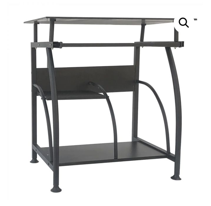 Бюро за лаптоп – компактно със стъклен плот – 70 см x 50 см – черно