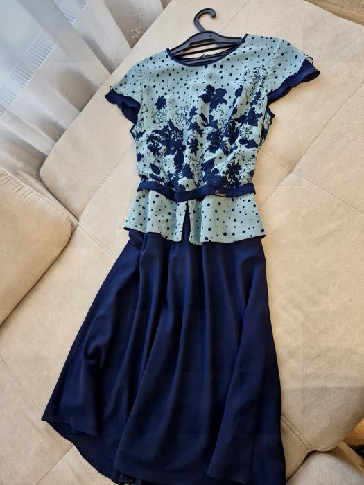 Eлегантна бюджетна лятна рокля за- тимно син, 46 размер