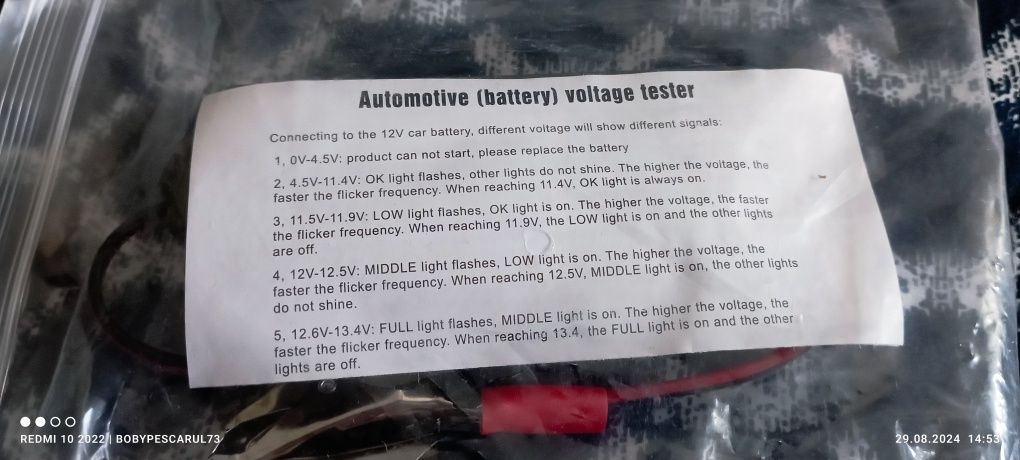Tester baterie auto
