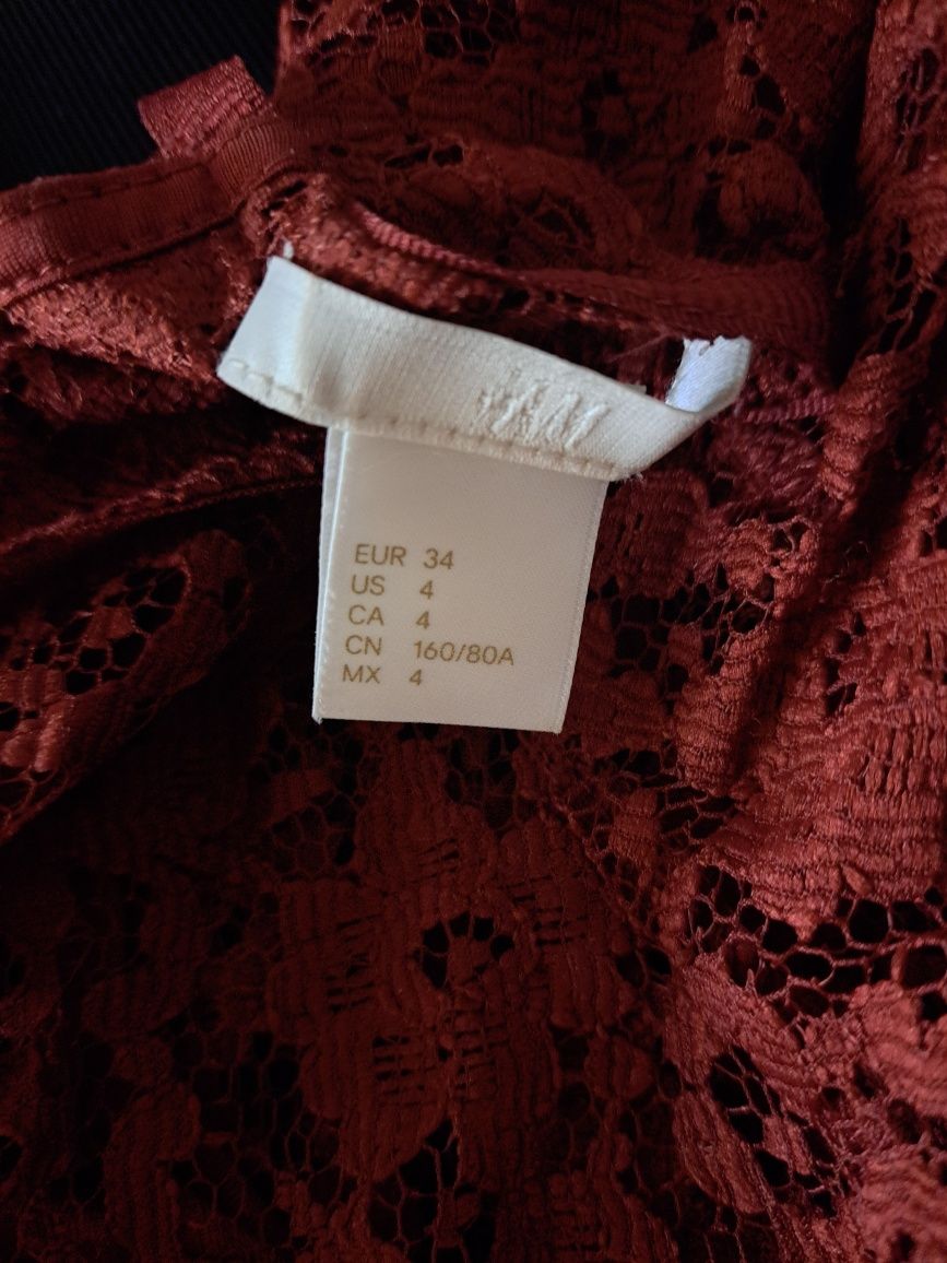 Bluza dantela H&M rosu inchis