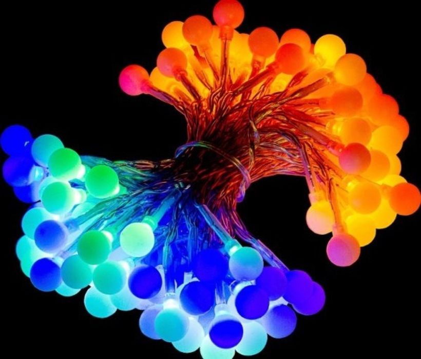 Соларно коледно LED осветление, 60 броя, 6 метра