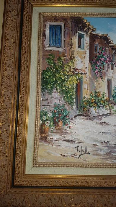 Голяма авторска антикварна картина масло