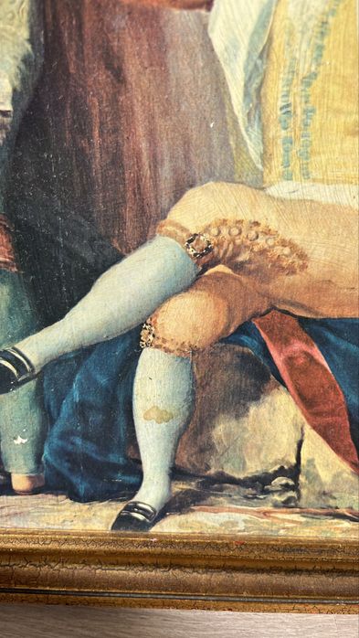 Tablou vintage – reproducere litografică după Goya, în ramă aurie