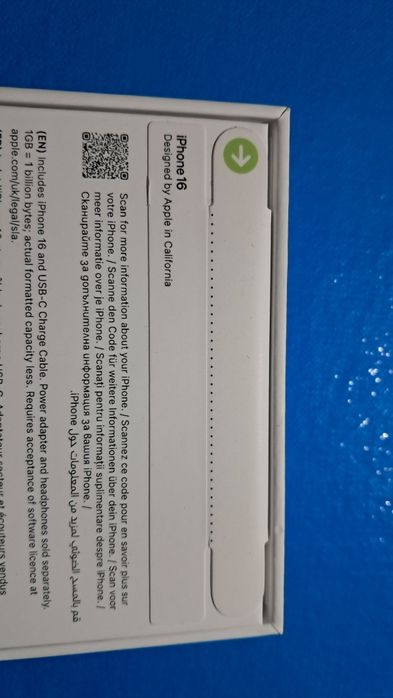 iPhone 16 , 128 GB , Teal , model A3287 NOU