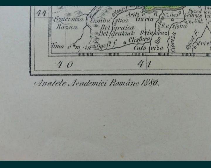 Harta Țărilor Române la 1744 tipar din 1880