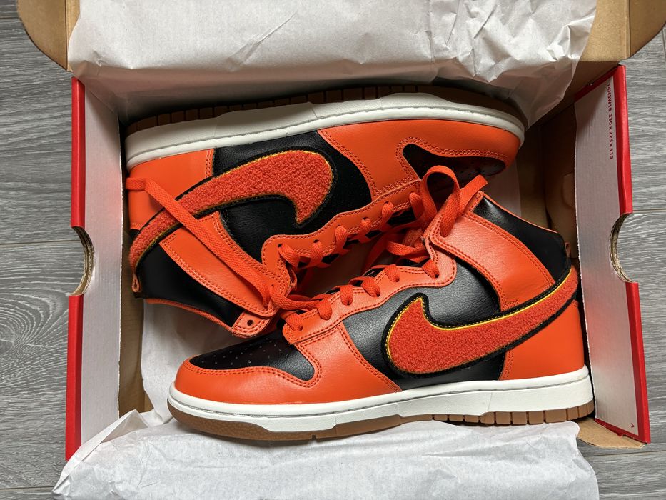 Nike Dunk High Retro 'Chenille Swoosh Safety Orange'