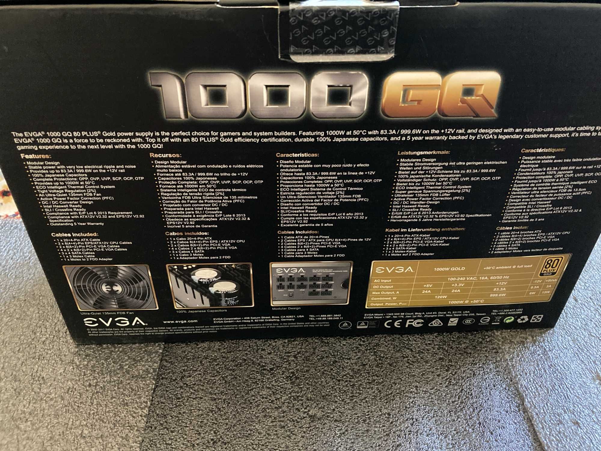 Модулно захранване EVGA 1000GQ 80Plus Gold - 1000W