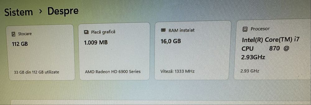Sistem Desktop i7 • 16GB RAM • SSD120GB • AMD Radeon 6900 - 256biti