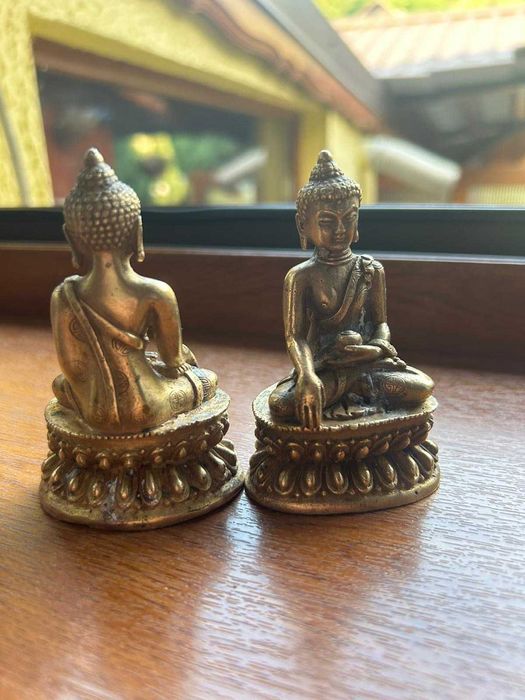 Set două decorațiuni cu Buddha Sakyamuni/bronz masiv/9cm×5,5cm.