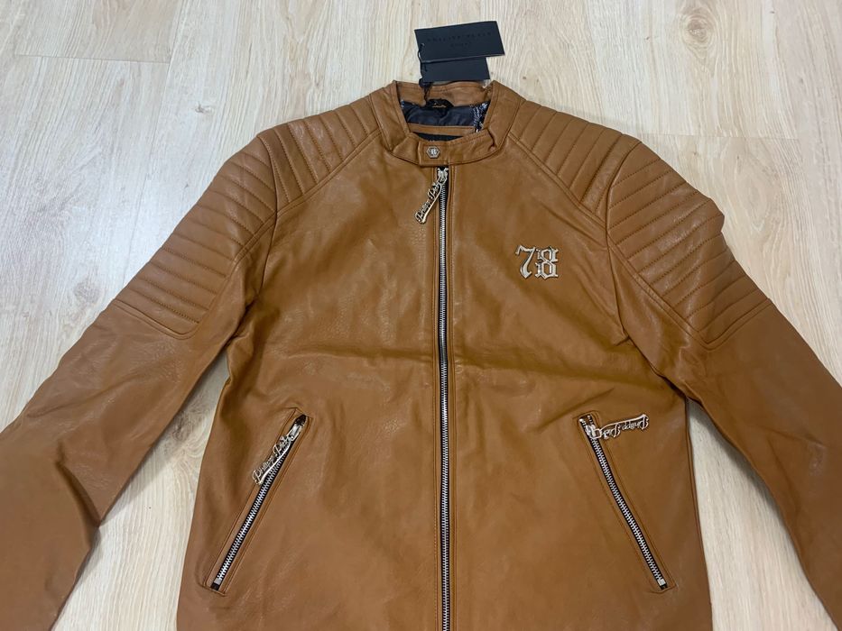 Ново мъжко яке от кафява еко кожа PHILLIP PLEIN