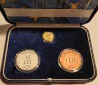 Set BNR 2017 monede proof aur 10 ani Aderarea la UE tiraj 150 RAR