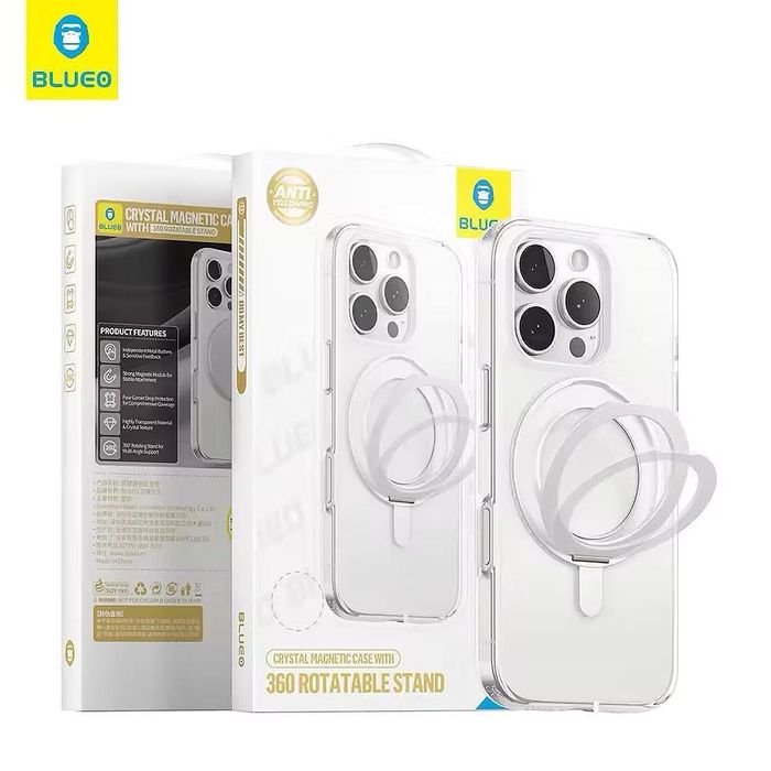 Blueo crystal magnetic case with 360 rotatable stand with magnetic iph