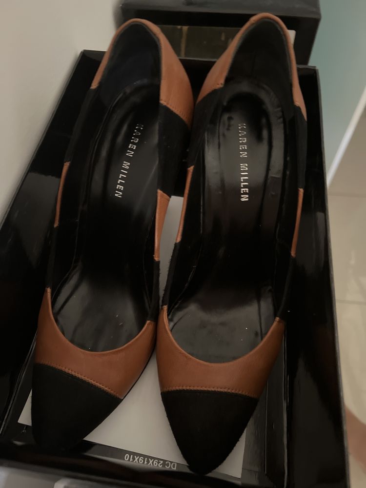 Pantofi Karen Millen maro cu negru