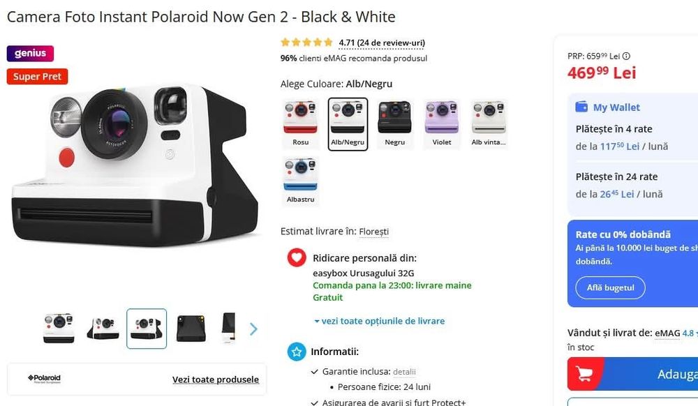 Camera Foto Instant Polaroid Now Gen 2 - Black & White.
Este sigilata.