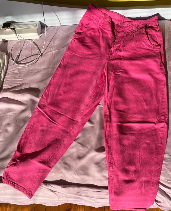 Розови дънки модел Mom fit