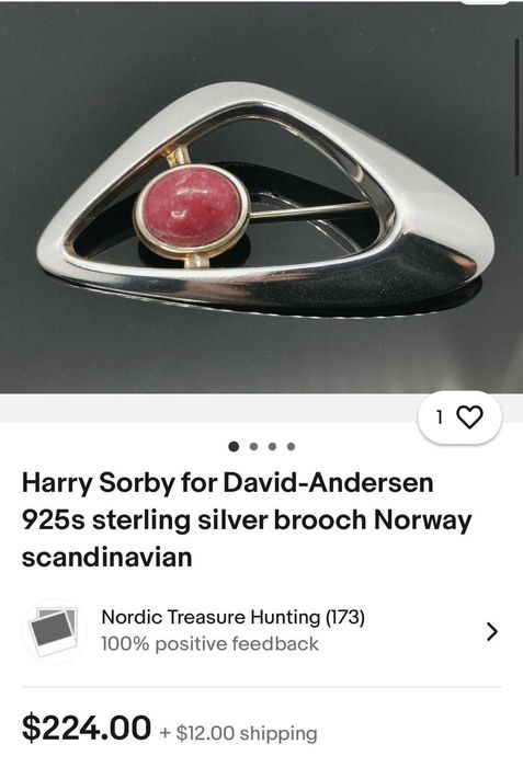 BROSA ARGINT 925 - Harry Sorby for David Andersen - Thulite - Norway !