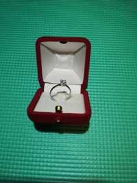 Inel de logodna din aur alb 14k, cu diamant, 17mm / marimea 57