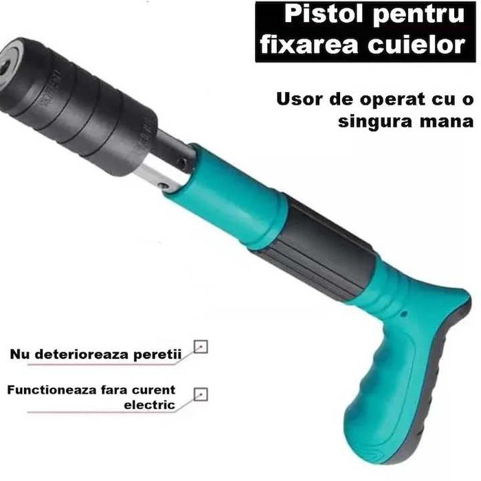 Pistol de cuie, 100 de cuie pentru lemn, beton si metal