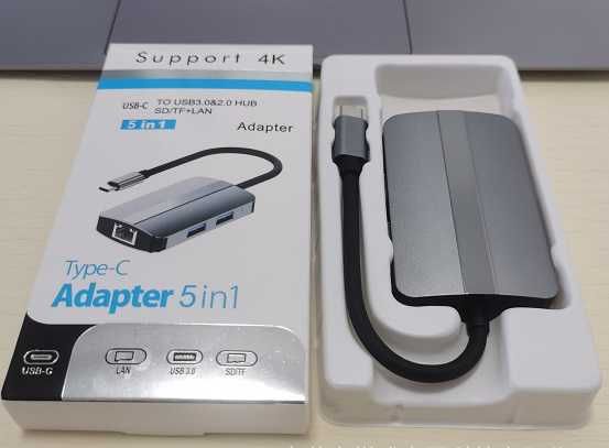 Сетевой USB hub хаб Type c 5 в 1 Док станция Картридер Apple MacBook