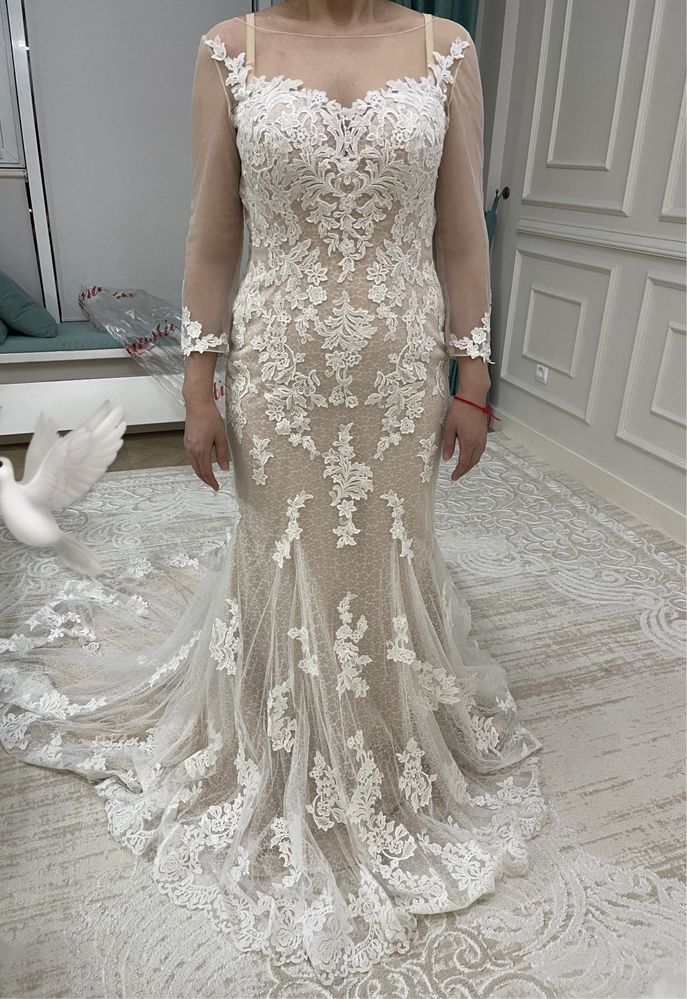 Итальянское свадебное красивое платье трансформер с кружевами