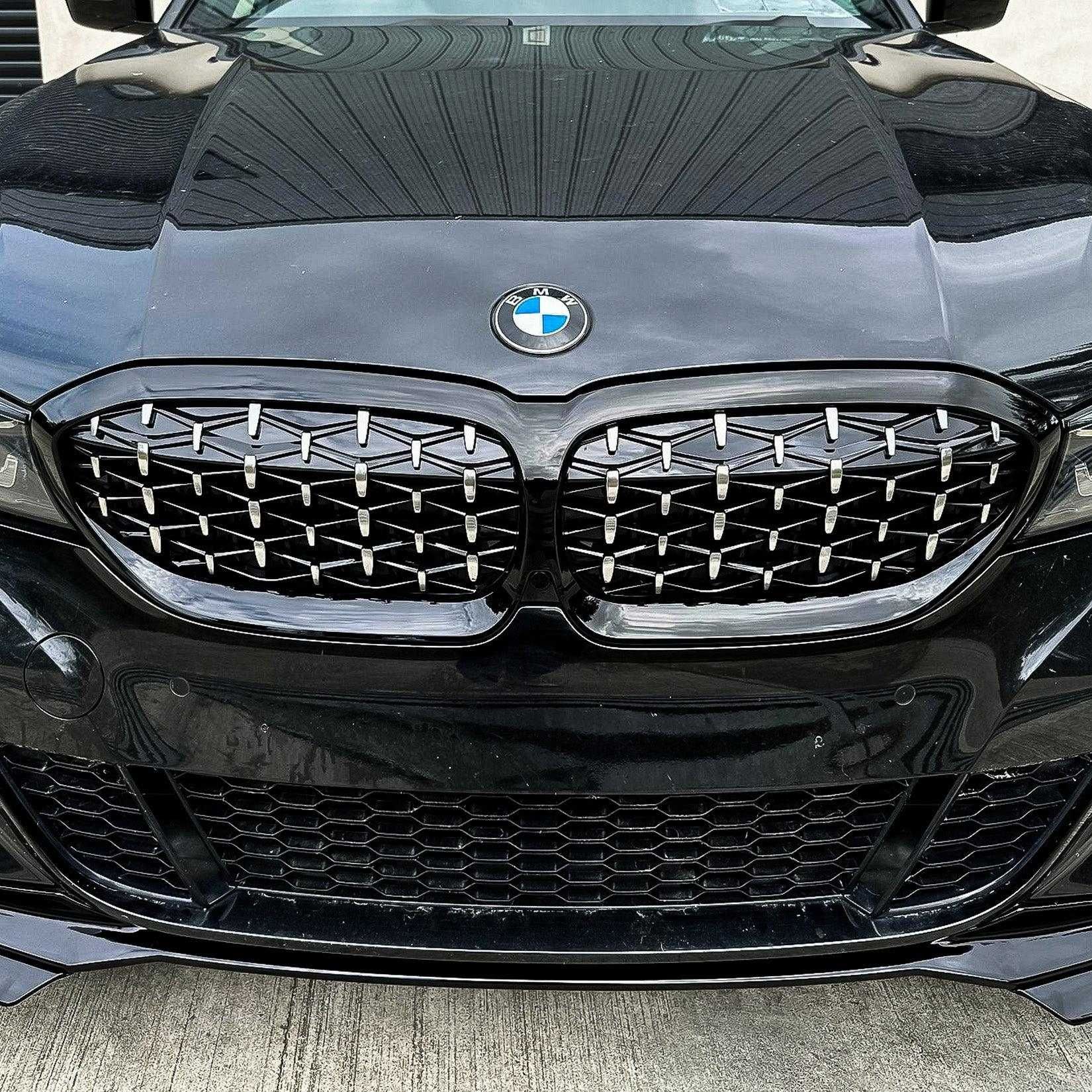 Grila Diamond Grile Nari Duble M Style BMW G20 G21, Negru Lucios Chrom