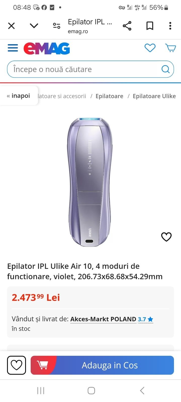 Epilator IPL Ulike Air 10 Super oferta