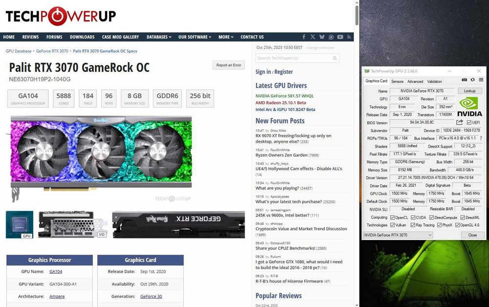 Placa Video Palit Gamerock OC RTX 3070 8GB