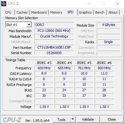 Crucial 4GB 1600MHz DDR3 памет p/n CT51264BA160BJ