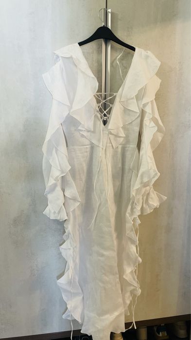 Rochie midi din in cu detaliu volane Ana Radu