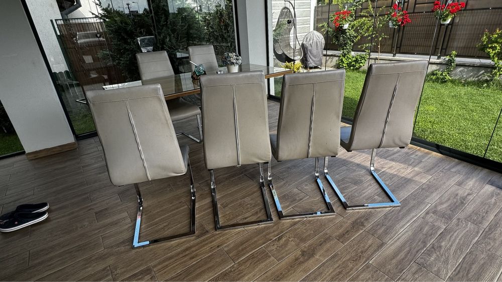 Vand set de 6 scaune dining piele artificiala