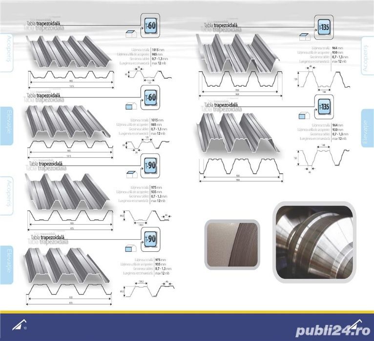 Tabla cutată T35 , T45 cu folie anticondens pentru Hale Metalice