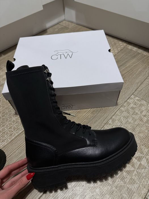 Дамски боти кожа и сатен 41 номер