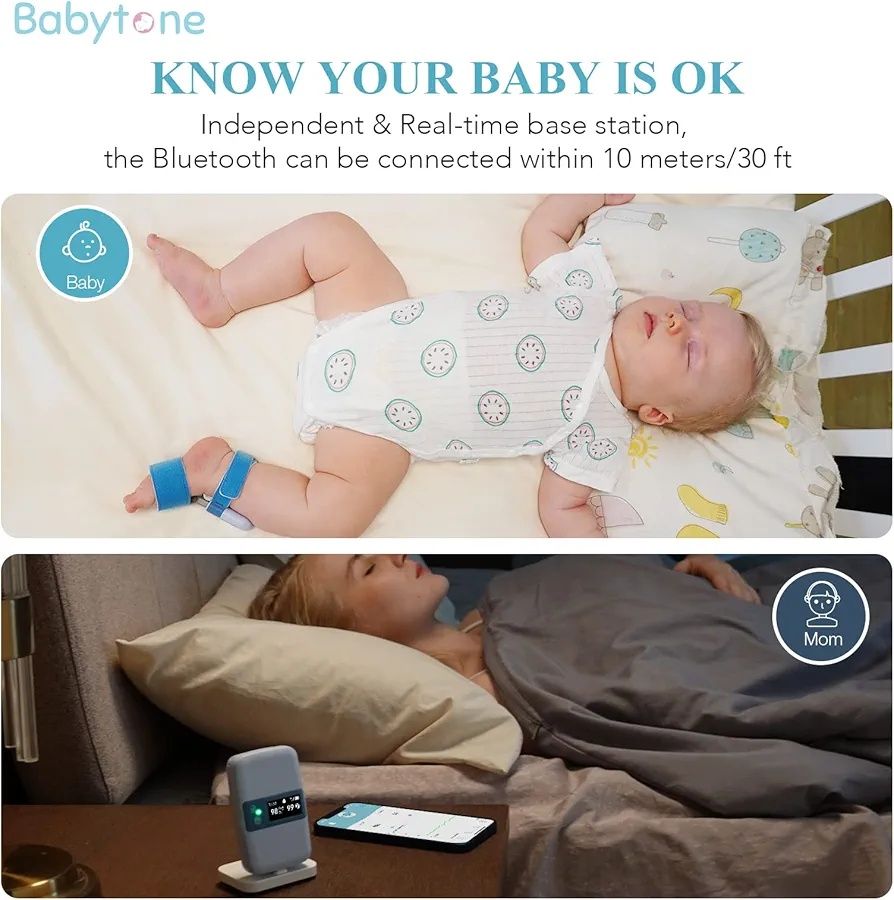 ТопЦена!Бебешки мониторинг  Babytone за сън, проследяване на ср. O2, п