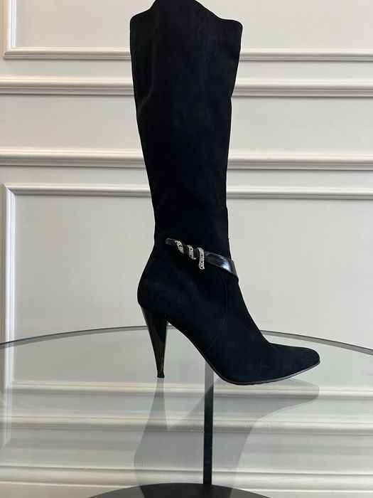 Сапоги замшевые демисезонные на каблуке