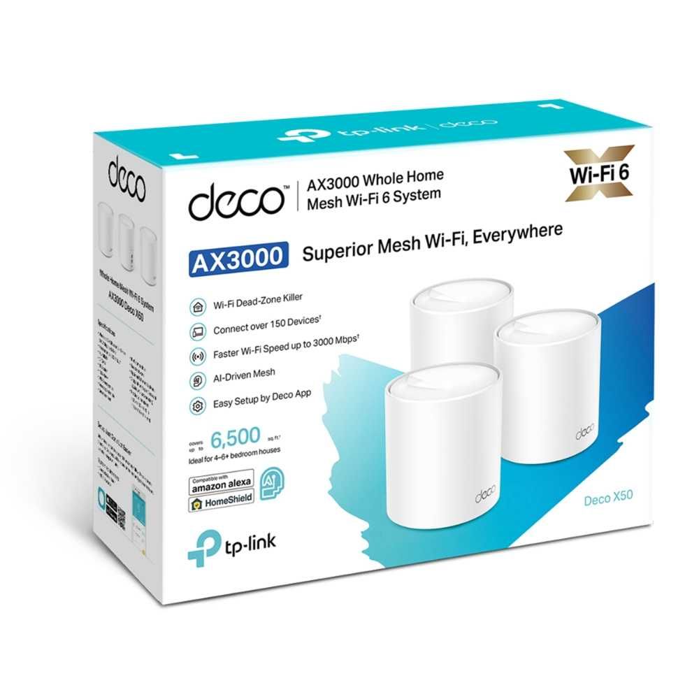 Ровтир TP-Link Deco X50 (1-2-3-pack)AX3000 Mesh Wi‑Fi6