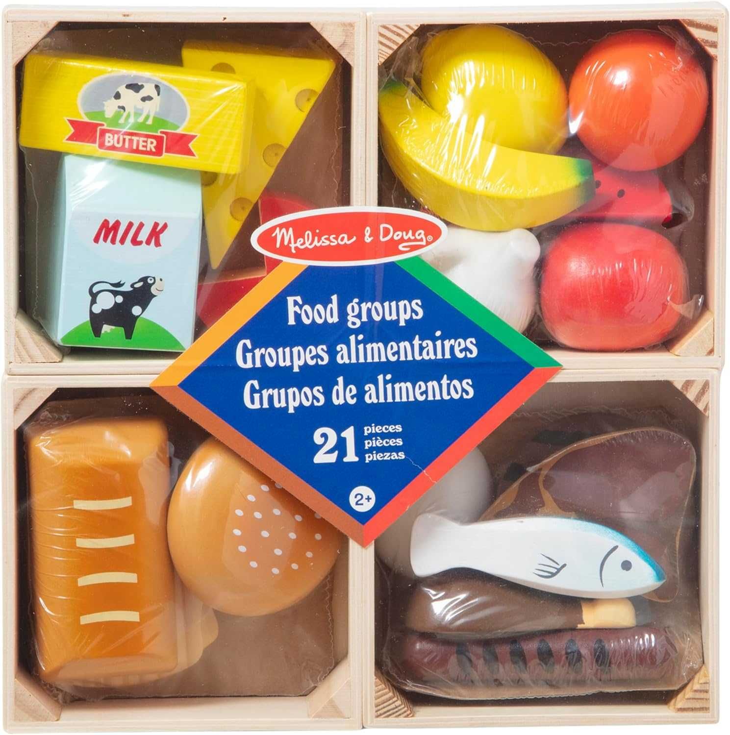 Группы продуктов питания Melissa&Doug — 21 деревянная деталь. Америка