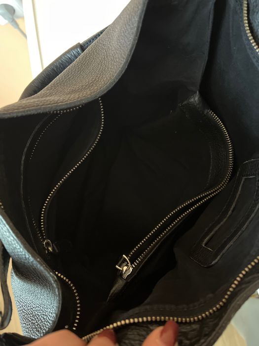 Чанта тип торба от естествена кожа