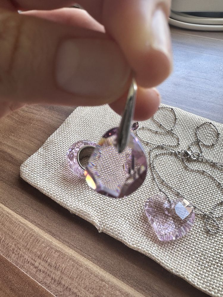 Комплект Swarovski pink crystal (пръстен,колие,обеци) оригинал