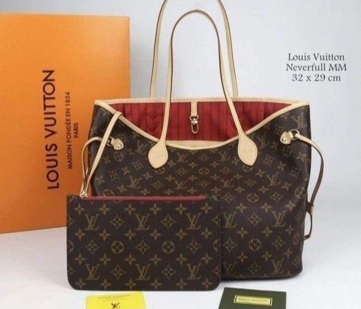 Geanta Louis Vuitton Neverfull piele naturala,Franța,card,certificat