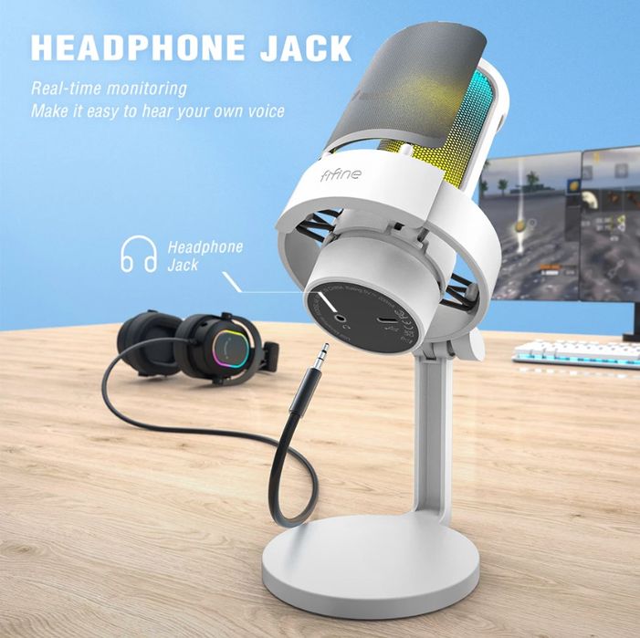 FIFINE A8 RGB студийный микрофон. Цвет розовый.