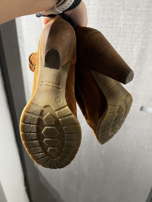 Bershka Botine /Ghete Maro piele intoarsa 38 cu toc