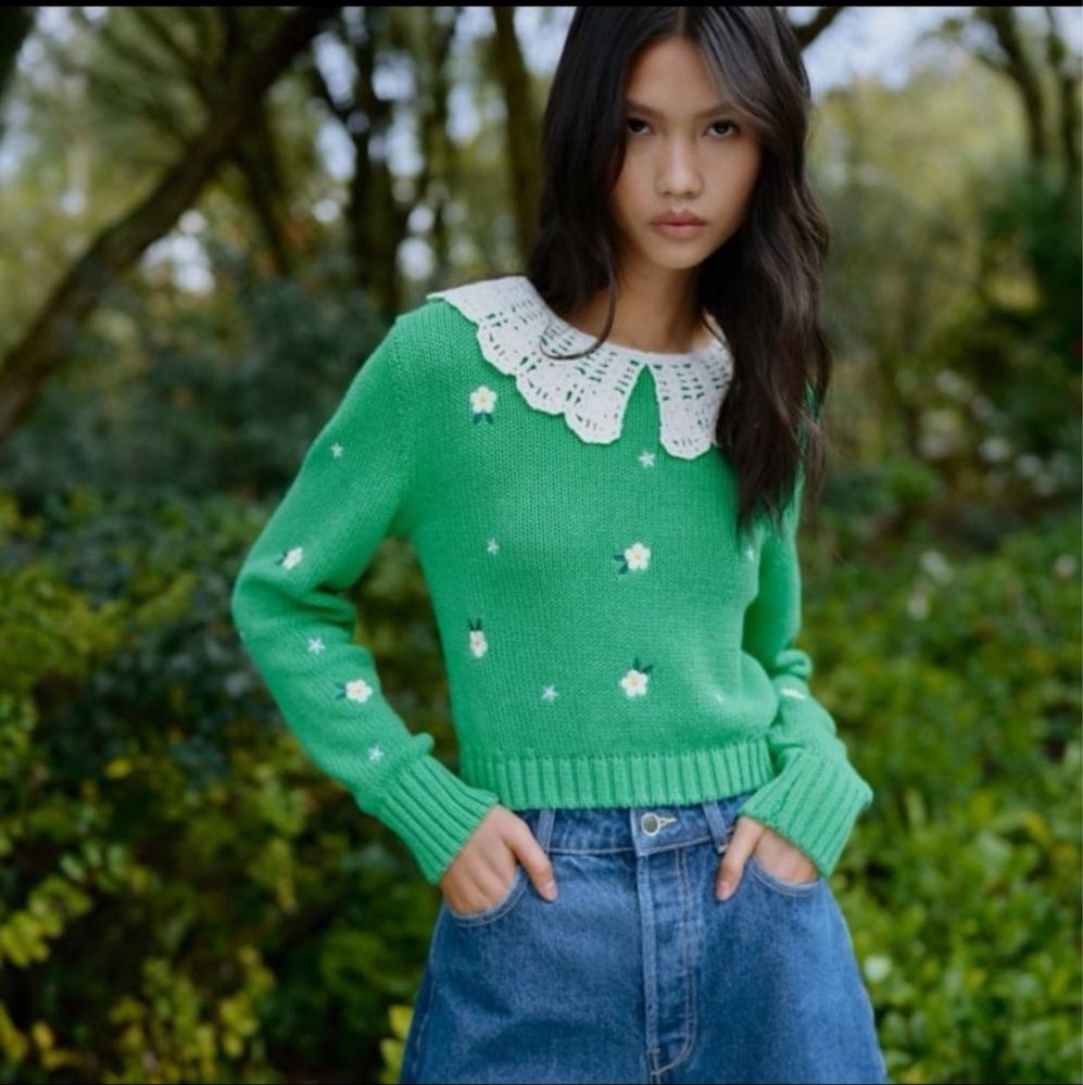 Pulover Zara cu broderii din bumbac