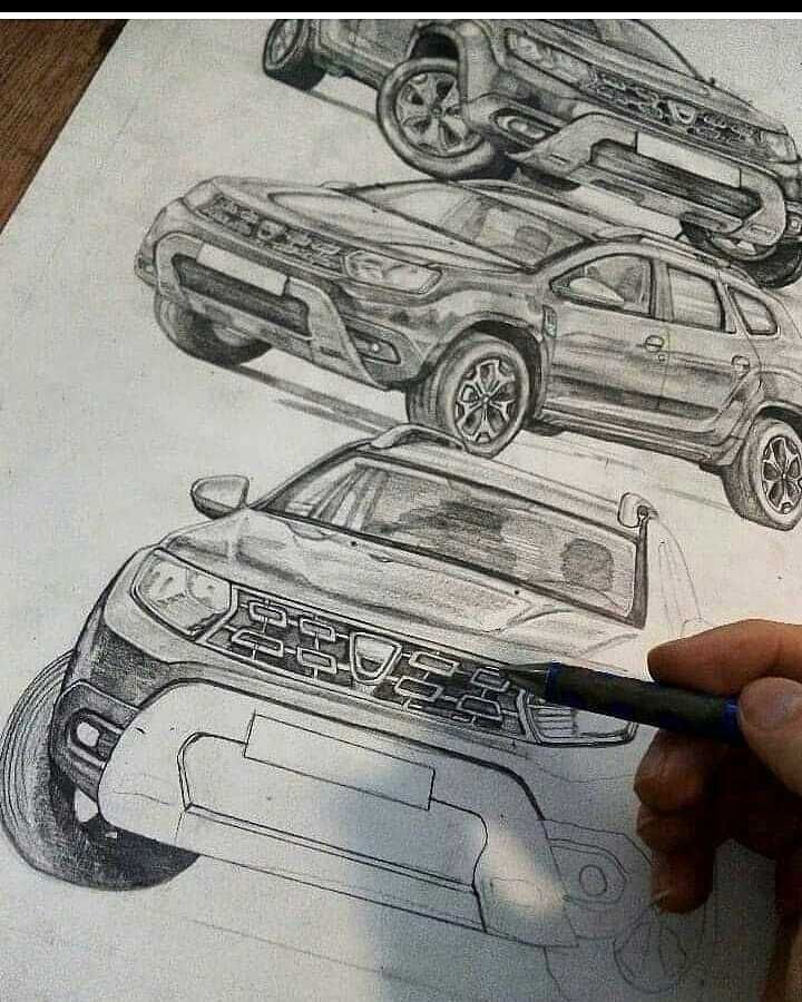 Desenez mașini în creion, tuș negru sau pictura comanda