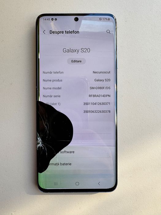 Samsung S20 pentru piese placa de baza camera capac spate