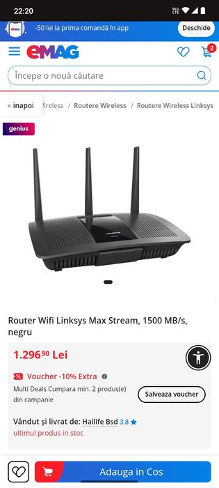 Vând Linksys EA7300 v2 – router gaming / de performanță