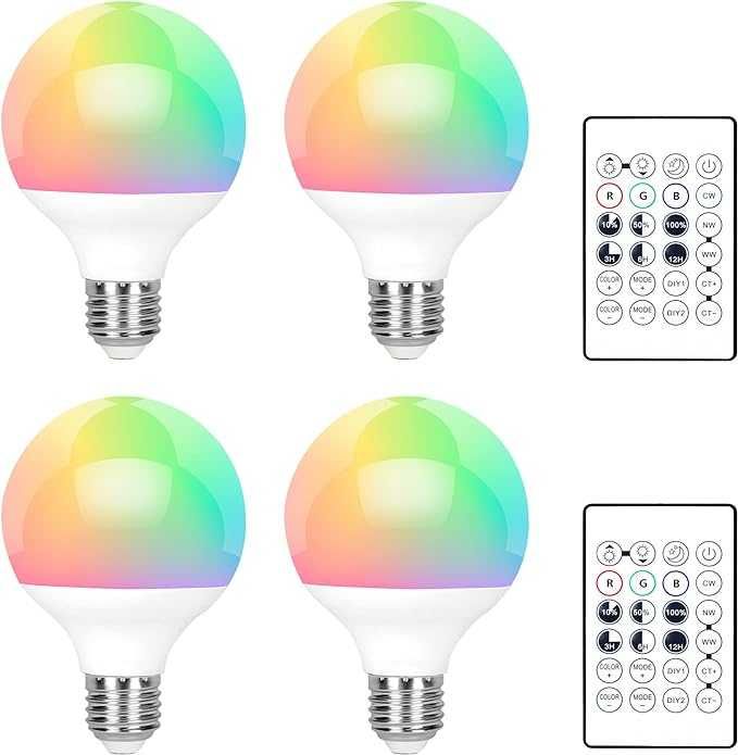 set 4 becuri RGB , 9W, E27 LED, Dimabile