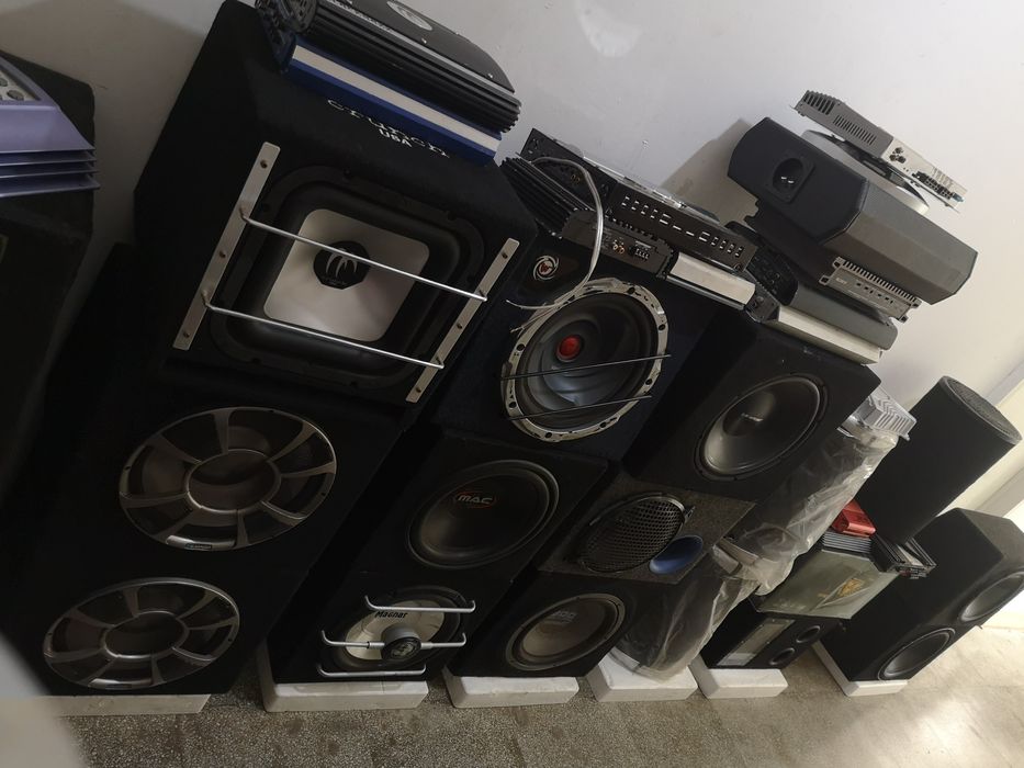 Stație amplificator subwoofer auto bass kit montaj hi-low player boxe